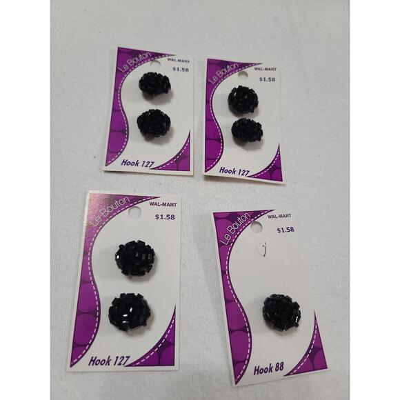 Other - Le Bouton Button‎ Bundle (7)Black Rosette 3/4" Shank Sewing Crafting Italy NOS